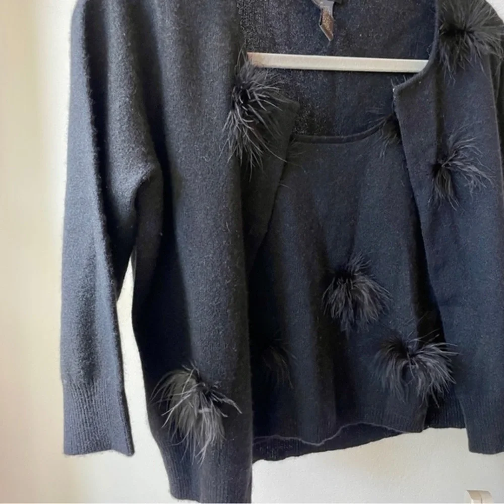 NEW BEBE Tank & Cardigan Set‎ w/ Little Feather Poofs